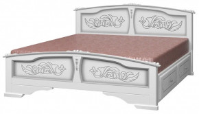 ЕЛЕНА Кровать из массива 1400 (Белый жемчуг) с 2-мя ящиками в Лесном - lesnoj.germes-mebel.ru | фото